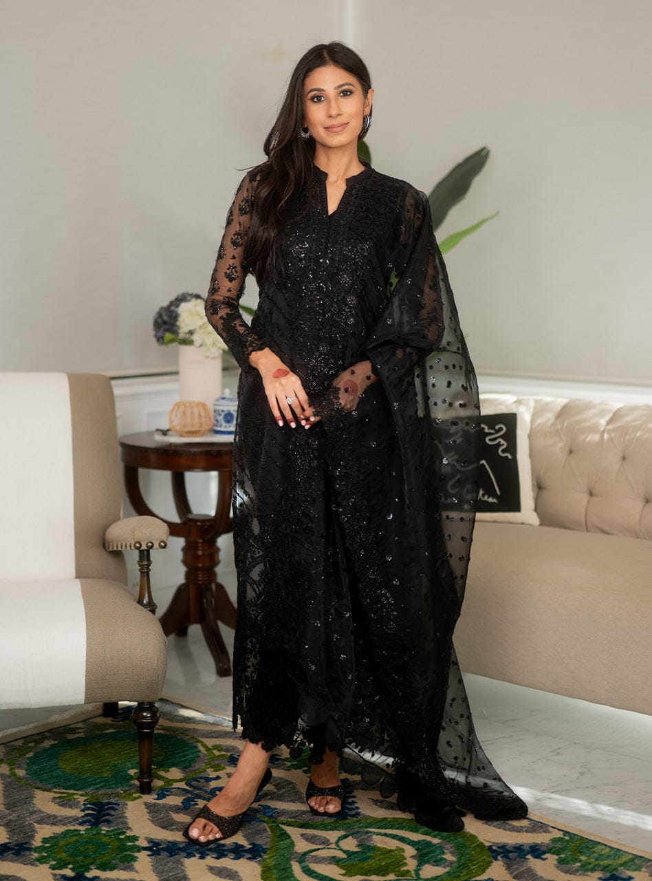 ZAINAB CHOTTANI Jet Black Hand Work (AY0021)
